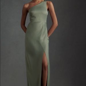BHLDN Dylan Satin Charmeuse Dress - Moss
